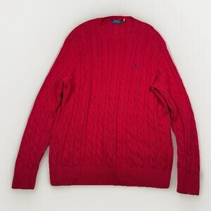 Polo Ralph Lauren Sweater Men's Size 2XL T Red Cable Knit Cotton Big & Tall